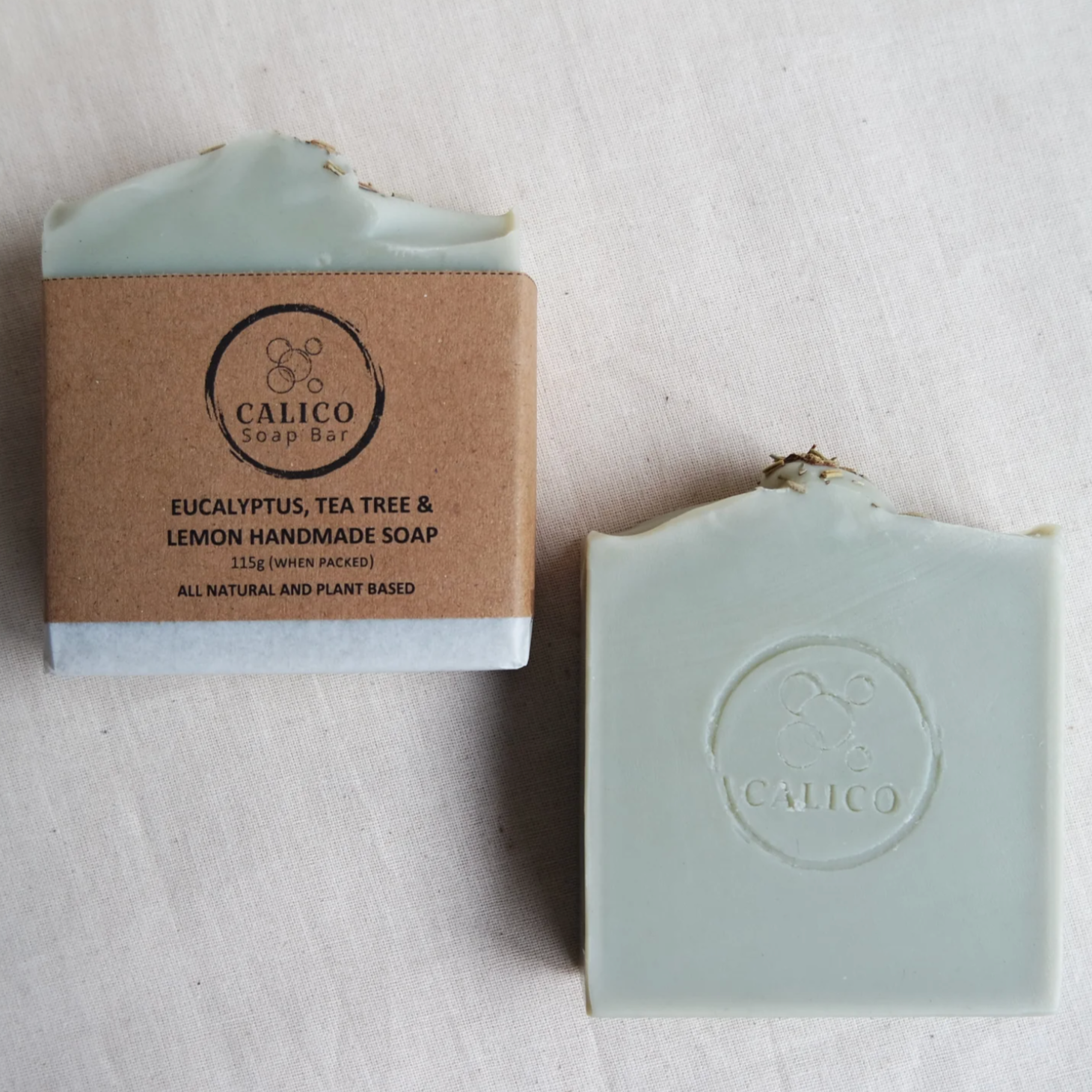 Calico handmade soap bar - Eucalyptus, Tea Tree & Lemon Soap