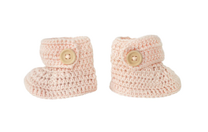 Crochet Bonnet & Bootie Set - Peachy Pink